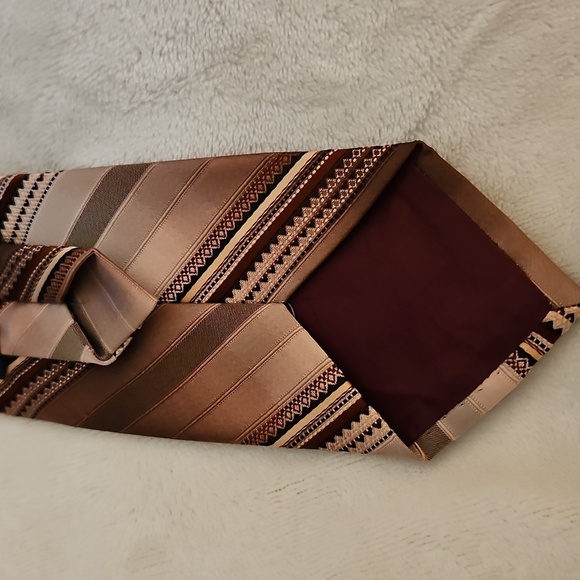 Vtg JOSKE'S 1980s Brown Striped Slim Clip-on Tie - Picture 7 of 8